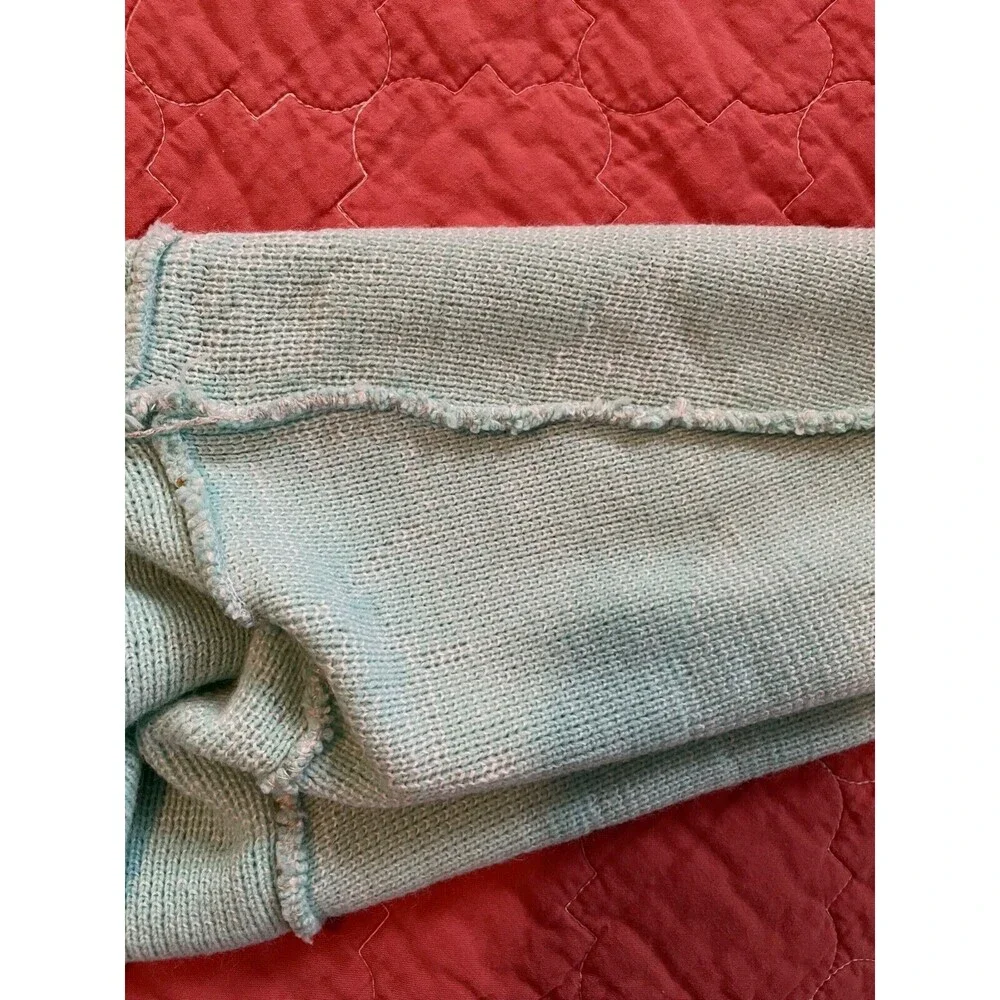 Vintage 90s Kate Collins Aqua Floral Pullover Sweater Tropical Pastel Sz Med
